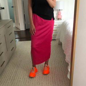 Misguided neon pink satin long skirt